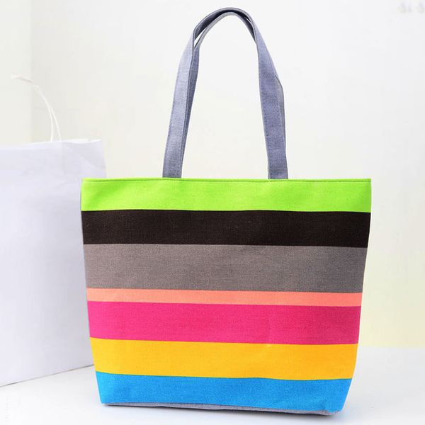 

2019 hot fashion striped shoulder bags women eco shopping bag tote package crossbody bags purses casual handbag for female