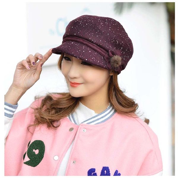 

2019 beret female autumn and winter korean version of the wild wool hat painter hat ladies retro, Blue;gray