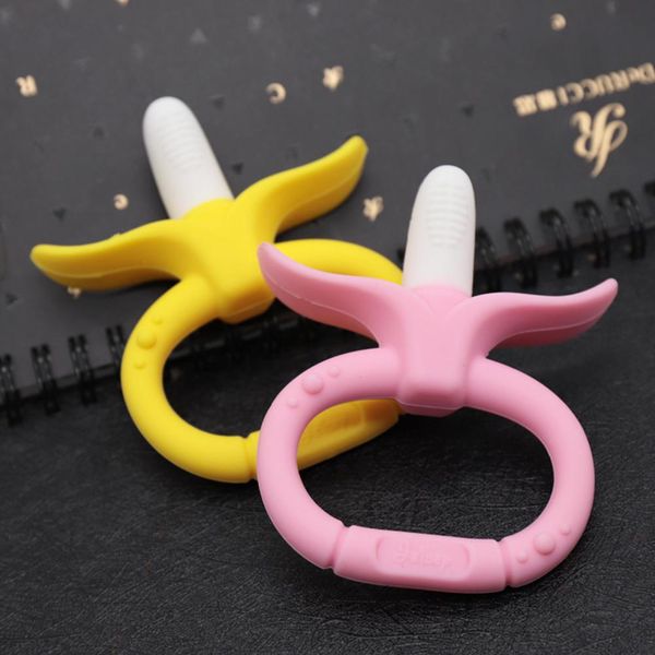

kuulee baby three-dimensional banana shape tooth gum cartoon colorful silicone molar stick training tooth toy