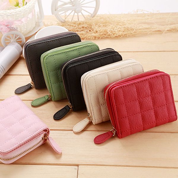 

women ladies wallet leather zip coin women ladies wallet leather zip coin purse clutch handbag small mini card holder, Red;black