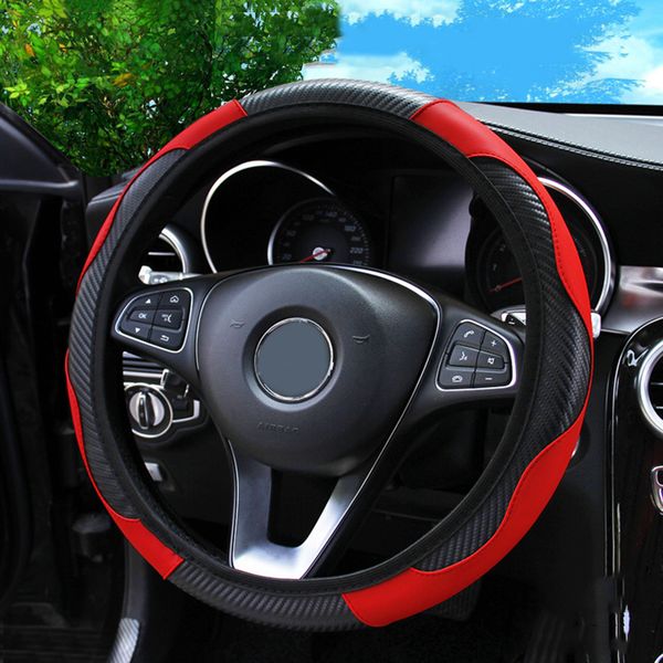 

2pcs new car steering wheel cover artificial leather elastic skidproof auto steering- wheel embossing leather over car-styling