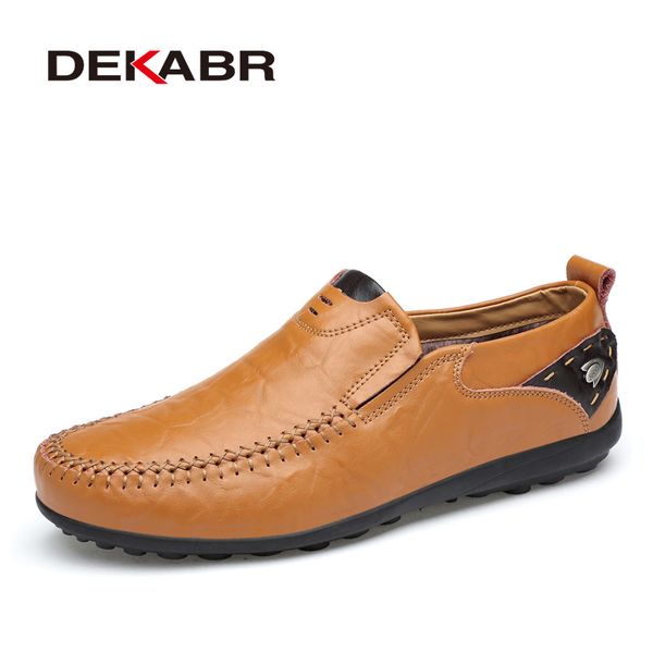 

deakbr breathable genuine leather loafers men casual shoes slip on moccasins men sneakers male footwear 46 t200610, Black