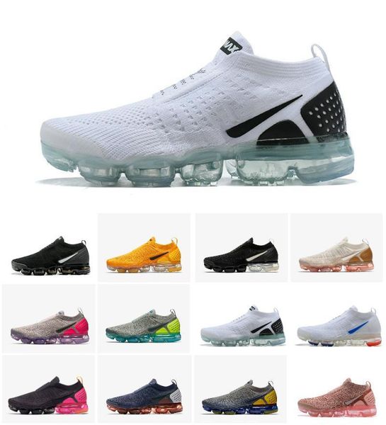 

2019 new moc 2 2.0 fk men laceless futurism running shoes shock jogging womens air cushion knit sneakers for male 36-45, Black