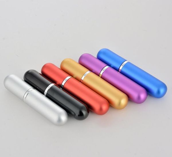 

5ml round head electrified aluminium perfume bottle mini portable gla ub bottle ub urface aluminum tube pray bottle empty dhl