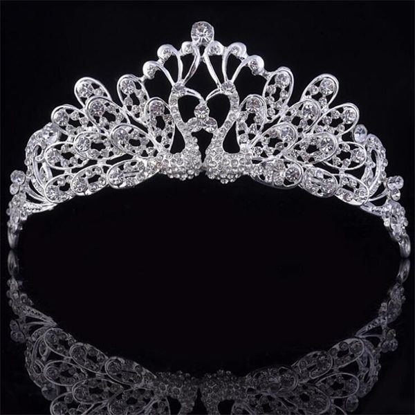 

2019 vintage imitated emerald shiny crystal tiaras crowns hair jewelry headpiece wedding bridal hair accessories in stock, White