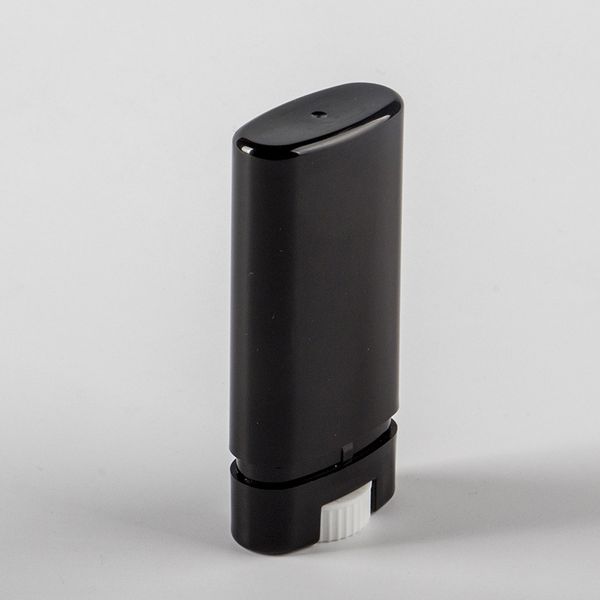 

Whole ale 15g pla tic empty diy oval lip balm tube portable deodorant container black lip tick tube fa hion