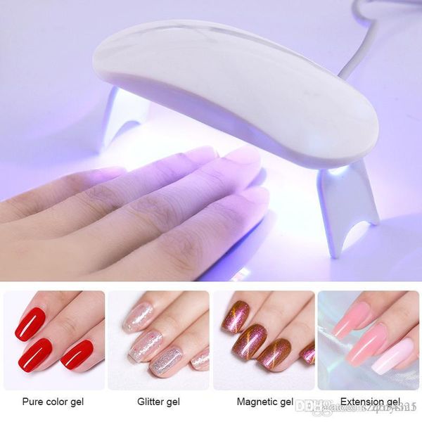 

6w white nail dryer machine uv led lamp portable micro usb cable home use nail uv gel varnish dryer 3 leds lamp nail art tools