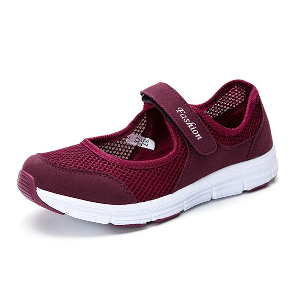 

spring autumn causal shoes middle old age women breathable mesh cloth anti-slip sport shoes, Black