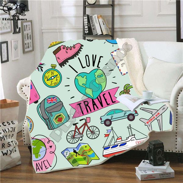 

retro hippie bus hippie peace & love blanket 3d print sherpa blanket on bed kids girl flower home textiles dreamlike style-4