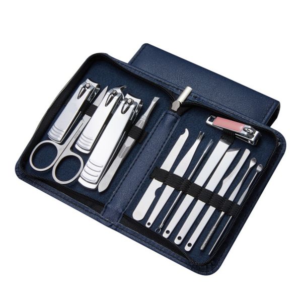 

stainless steel nail clipper set cutter trimmer scissor tweezer knife ear pick grooming kit manicure pedicure toe tool