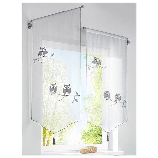 

summer kitchen short curtains owl pattern white sheer tassel tulle curtains roman blinds for the kitchen