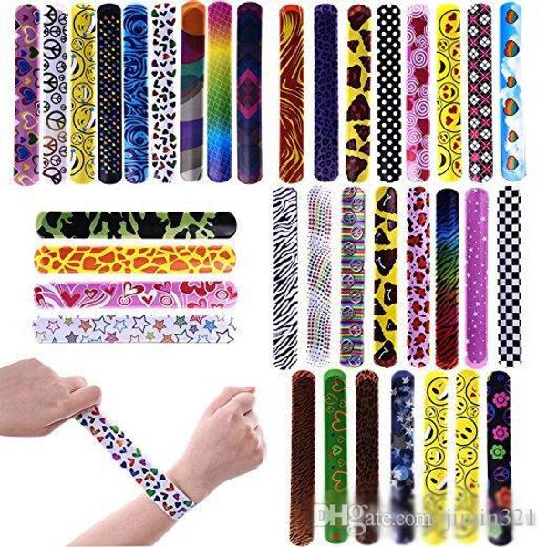

fun little toys slap bracelets toy party favor pack with colorful hearts animal print design retro slap bands kids toys