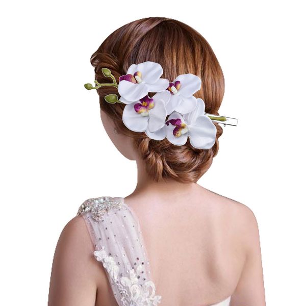 

womens flower hair clip hairpin bridal hawaii party hair clip decoration 2jy6, Golden;white