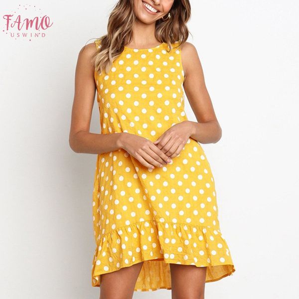 

above knee mini women polka dot ruffles irregular dress casual o neck sleeveless beach dress summer mini dress plus size s 3xl, Black;gray