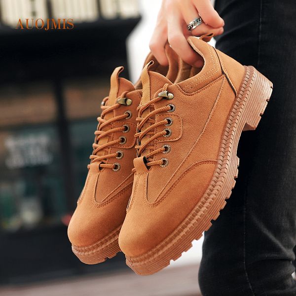 

auojmis high help british style autumn and winter new retro increase desert tooling boots big head outdoor snow boots men, Black
