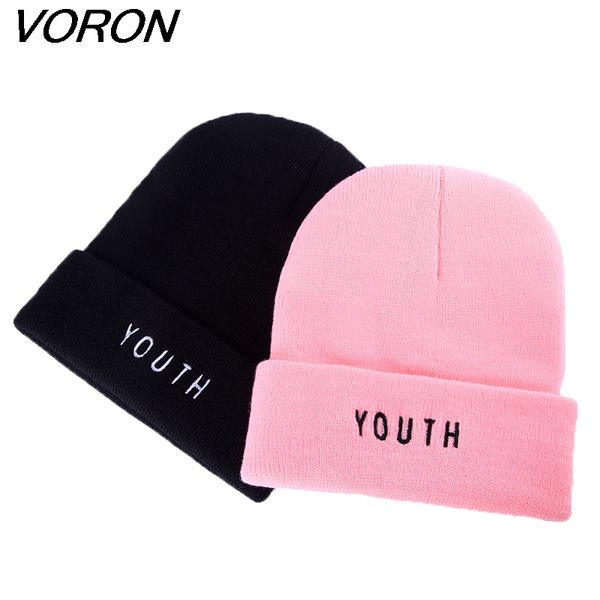 

voron new women men cap fashion winter cotton warm caps youth letter black skullies & beanies hat gorros