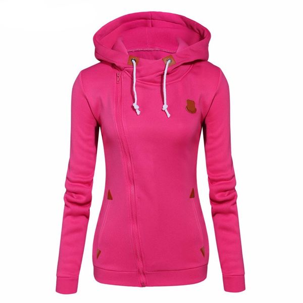 

women fashion fleeces sweatshirts hooded candy colors solid sweatshirt long sleeve zip up clothing sudaderas mujer, Black