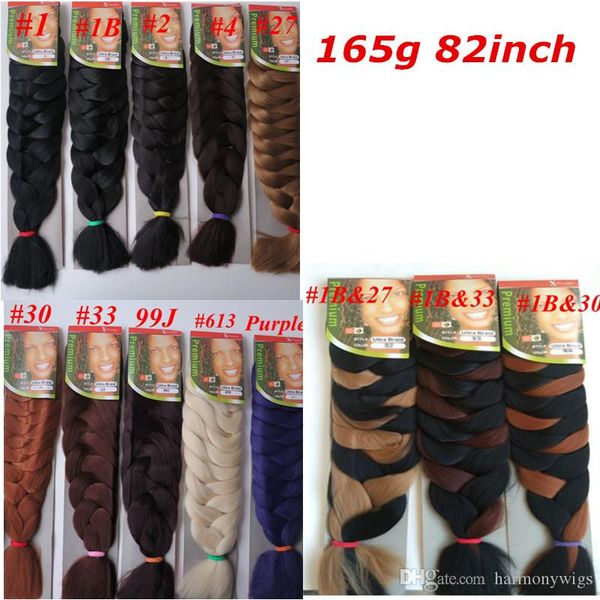 

Xpre ion ynthetic braiding hair 82inch 165gram ingle color premium ultra braid kanekalon jumbo braid hair exten ion