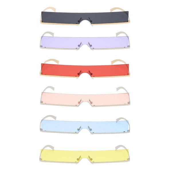 

fashion rectangle rimless sunglasses retro eyewear narrow shades, White;black