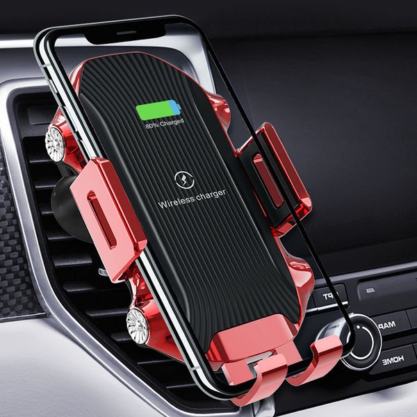 

automatic clamping car wireless charger phone holder for iphone xs max xr 8 plus x samsung note 10+ s9 mount air vent induction