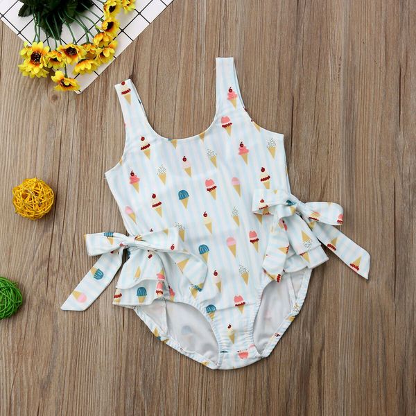 

emmababy toddler kid baby girl swimwear ice cream bow bikini swimsuit swimming clothes beach bathing suit, White