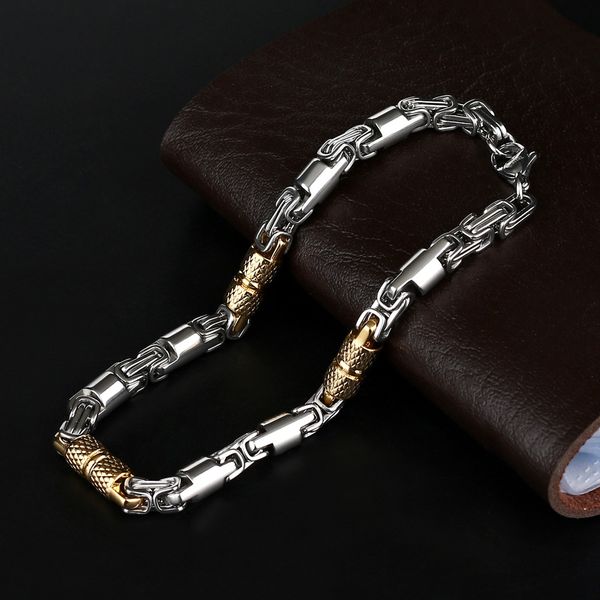 

316l stainless steel bracelet 6mm geometric byzantine link chain silver gold black men women jewelry gift