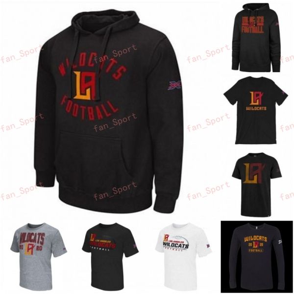 

mens t-shirts print los angeles wildcats xfl football jersey luis perez jalen mcclendon taryn christian elijah hood larry rose pullover hood, Black