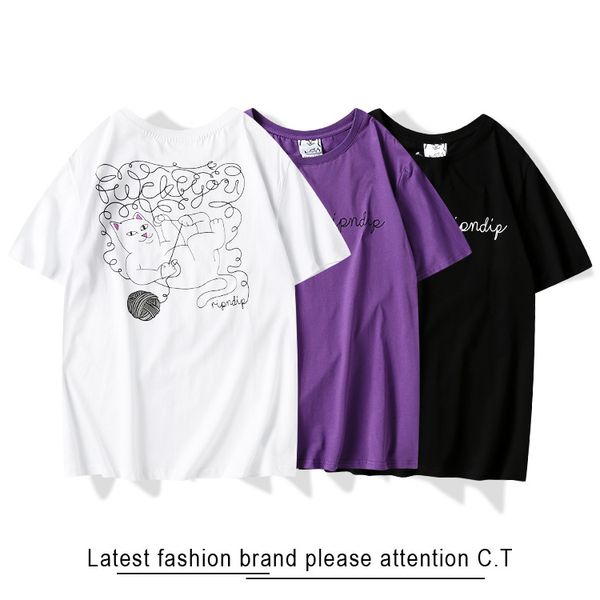 

new arrival men and women printed casual short sleeve stylish men's designer t-shirt, White;black