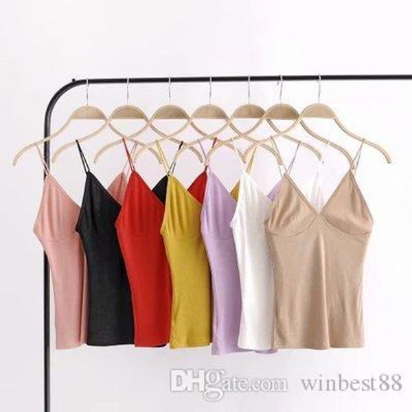 

2019 basic style ladies summer bottom knit cotton vest tank silm short camisole shaper for women dhl, White