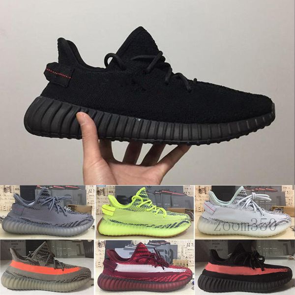 

glow in the dark v2 kanye west real eva shoes triple black white clay true form hyperspace cream bred zebra sneakers zmm-t8