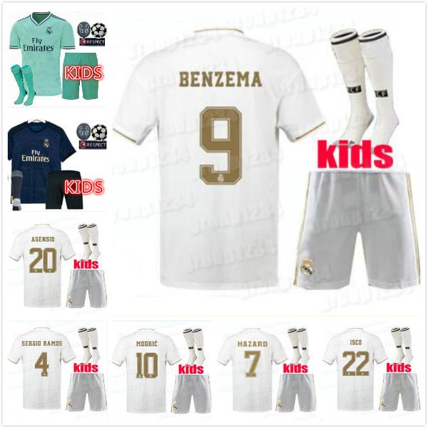 

2019 2020 real madrid hazard kid kit occer jer ey 19 20 home away modric marcelo viniciu jr kroo i co a en io bale football hirt