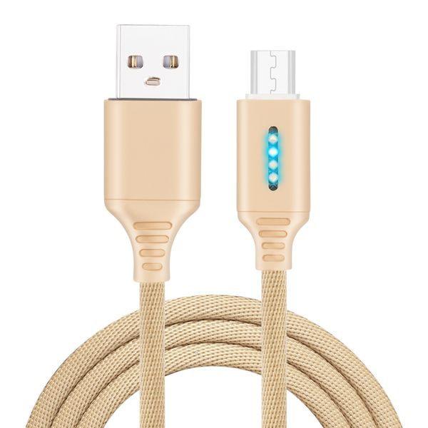 

1m 3ft nylon braided smart power off led micro usb fast charging data sync charger cable for android phones cables new