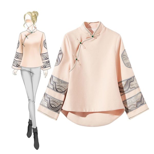 

традиционная китайская одежда осень зима теплая женская куртка сгущает пиджаки старинные ручной работы кнопка пальто тан топы s-xxl, Black;brown