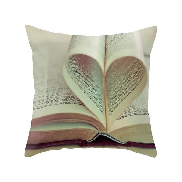 

lychee vintage book library series printed cushion case polyester peachskin 45x45cm cushion cover for bedroom home office