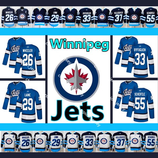 

Men Winnipeg Jets Jersey 26 Blake Wheeler 29 Patrik Laine 33 dustin byfuglien 37 connor hellebuyck 55 mark scheifele hockey jerseys