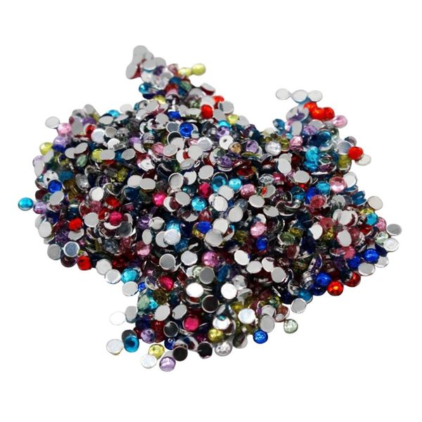 

1440 pack multicolour flatback acrylic rhinestone gems diy crafts round 3mm