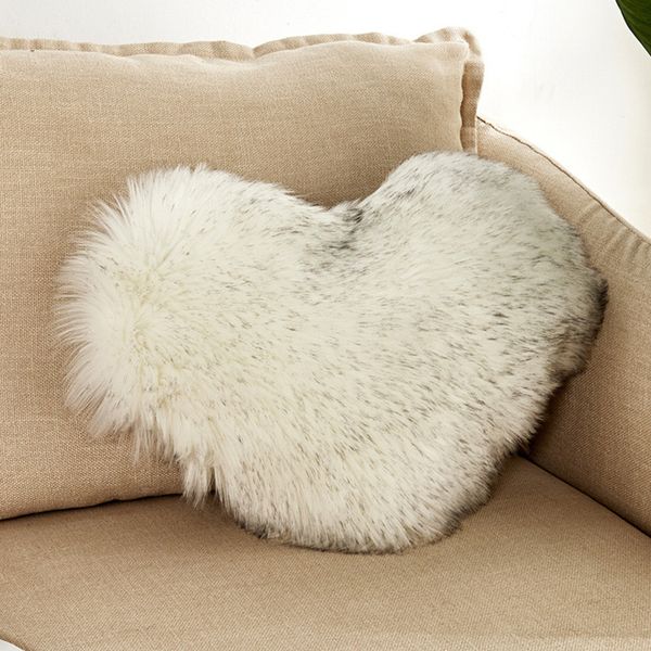 Fluffy Washable Heart Shaped Cushion Case Pillowcase Pillowslip