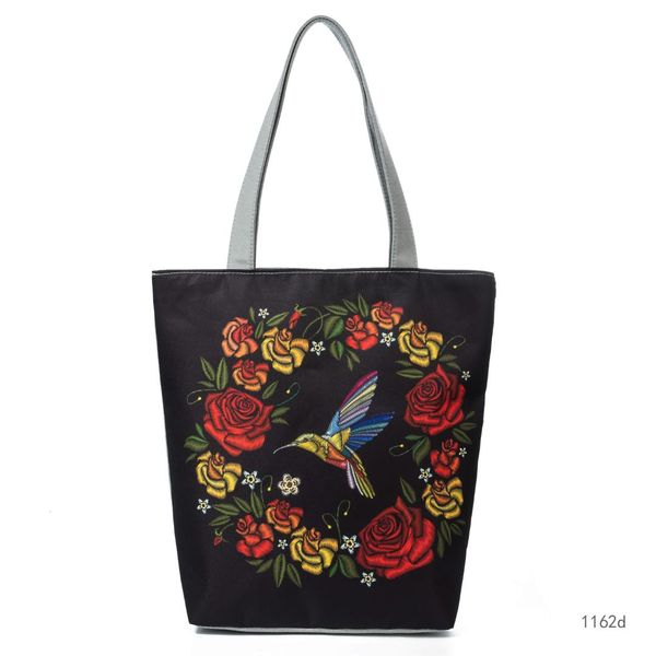 

miyahouse canvas shoulder bag women handbag floral embroidery design tote handbag summer beach bag female