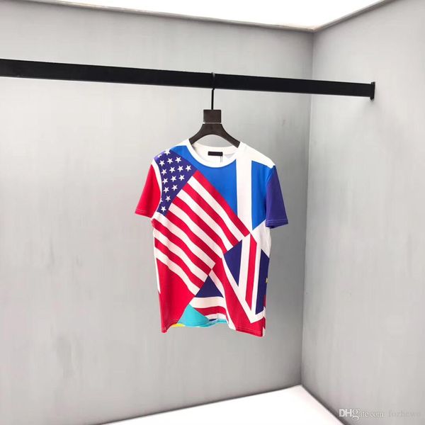 

mens designer t shirts usa flag printing tee summer made in france fashion men white color cotton tshirt casual tee t-shirt version, White;black