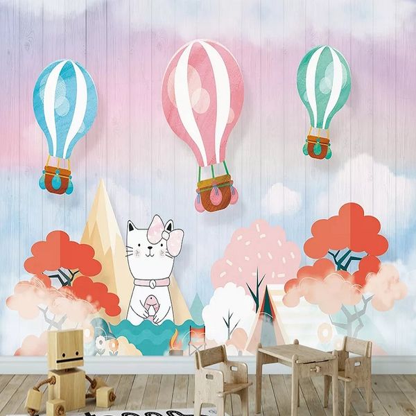 

custom large mural 3d wallpaper nordic modern cartoon cat hydrogen balloon bedroom mural tv back wall decor deep 5d embossed