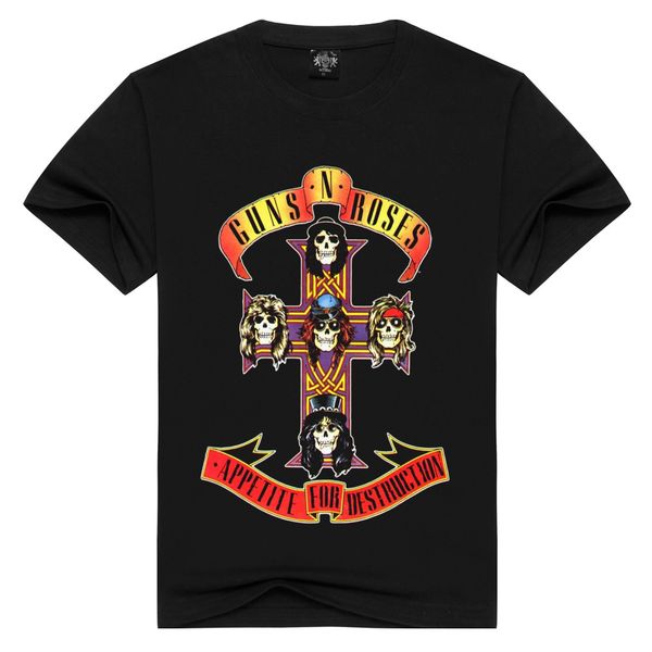 

2017 men's t-shirt guns n 'roses american legendary hard rock band guns and rose short-sleeved t shirt 3d printing male, White;black
