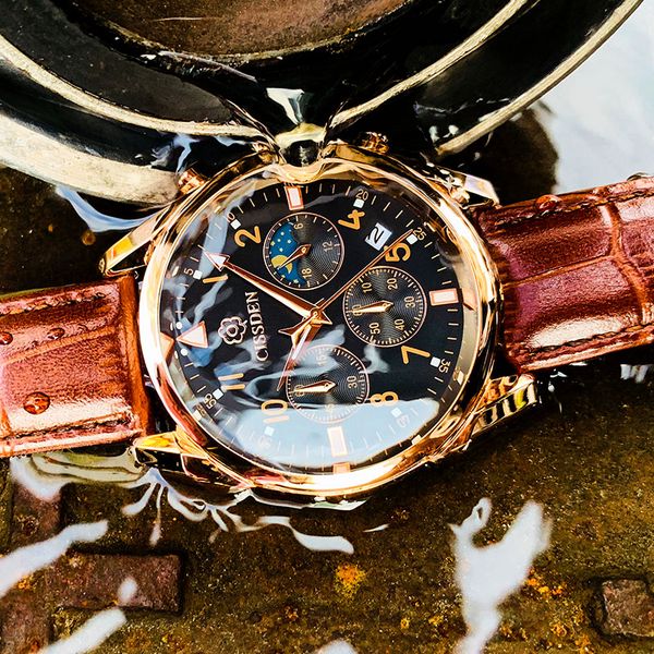 

chronograph men's watch 2019 men's wristwatch meituo multifunctional quartz sport watches gifts for men, Slivery;brown