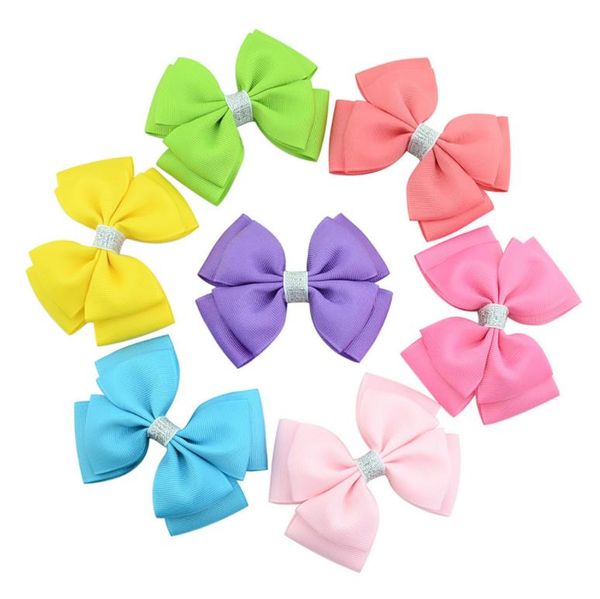 

60pcs wholesale 4''grosgrain hair bows boutique hair bows kids bow accessories trendy accessories baby, Slivery;white