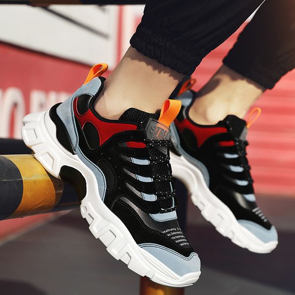 

men casual shoes 2019 new fashion chunky sneakers man shoes platform sneakers zapatillas baloncesto hombre krasovki, Black