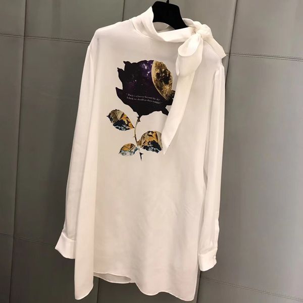 

women blouses elegant autumn casual bow collar blouses shirts office lady long sleeve blouse, White