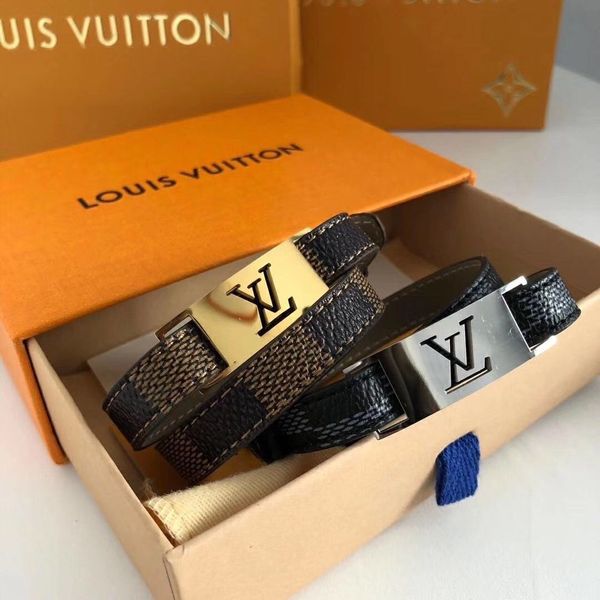 

2020 мода браслет бренд двойное кольцо кожа дизайн печати браслет личности классический подарок ювелирные изделия пара подарок браслет, Black