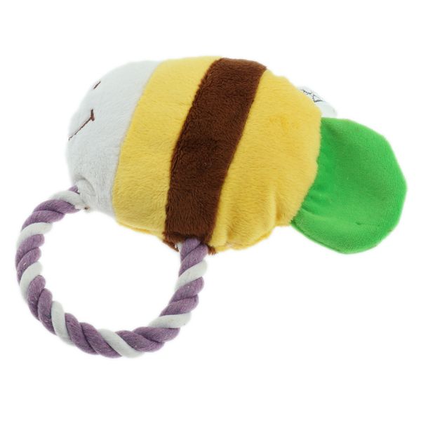 

soft and sturdy plush pet dog bite chew toys for aggressive chewers, tropical fish design, two color options (yellow, blue