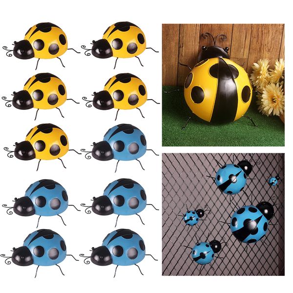

10pcs metal ladybird insects fence hanger wall hanging outdoor garden decor 10cm