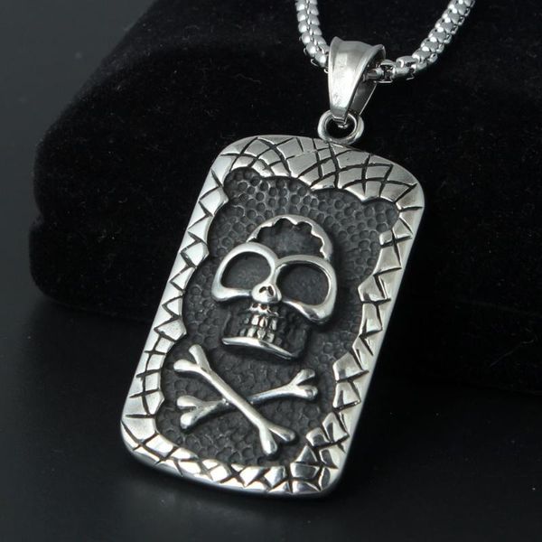 

hip-hop cross cross flame skull titanium steel pendant necklace men's brand, Silver