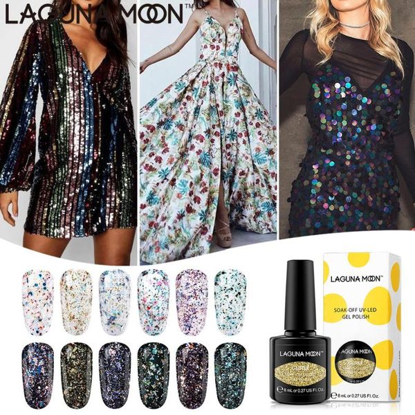 

lagunamoon firework show gel nail polish 8ml uv led gel polish soak off long lasting stamping lucky lacquer gellak varnish, Red;pink